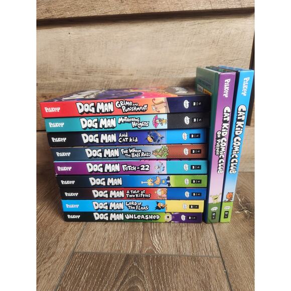 Dave Pilkey Other - Dog Man Cat Kid Graphic Novel Book Lot of 11 Dave Pilkey Hardcover EUC